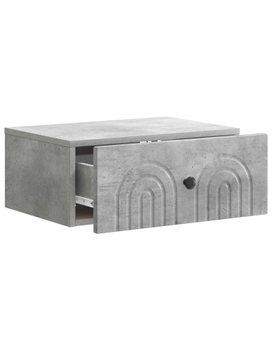 Mobiletto da notte a muro con cassetto 2 pcs Grigio Cemento