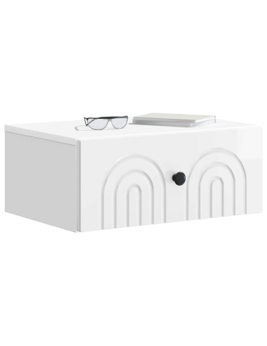 Mobiletto da notte a muro Bianco Lucido 49 x 34,5 x 20 cm