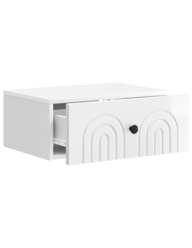 Mobiletto da notte a muro Bianco Lucido 49 x 34,5 x 20 cm