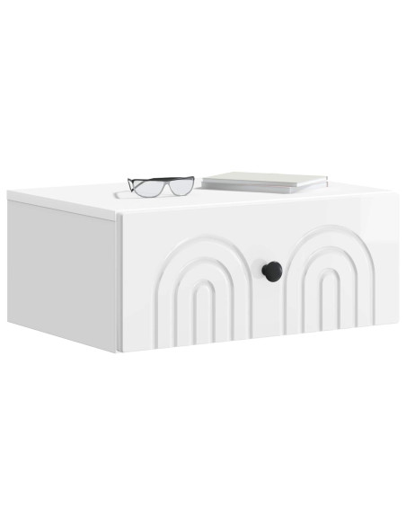 Mobiletto da notte a muro 2 pcs Bianco Lucido 49 x 34,5 x 20 cm