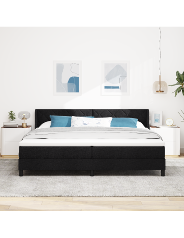 Letto a molle con materasso Nero 200 x 200 cm Poliestere