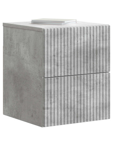 Mobiletto da notte a muro con cassetto 2 pcs Grigio Cemento
