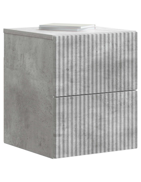 Mobiletto da notte a muro con cassetto 2 pcs Grigio Cemento