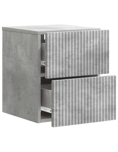 Mobiletto da notte a muro con cassetto 2 pcs Grigio Cemento