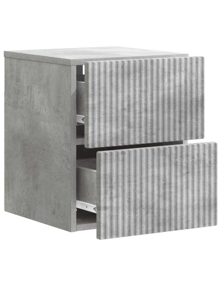 Mobiletto da notte a muro con cassetto 2 pcs Grigio Cemento