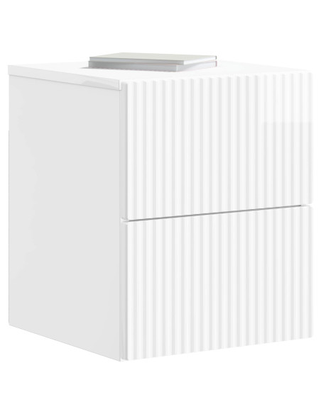Mobiletto da notte a muro Bianco Lucido 33 x 34,5 x 40 cm