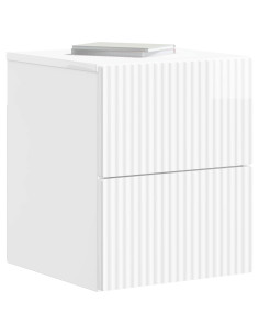 Mobiletto da notte a muro 2 pcs Bianco Lucido 33 x 34,5 x 40 cm 2