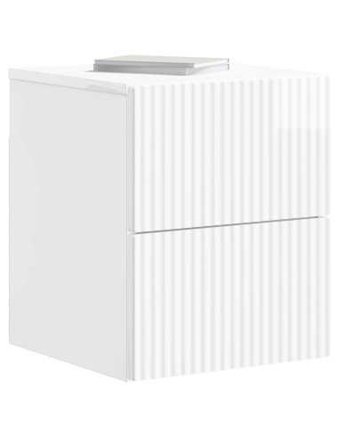 Mobiletto da notte a muro 2 pcs Bianco Lucido 33 x 34,5 x 40 cm