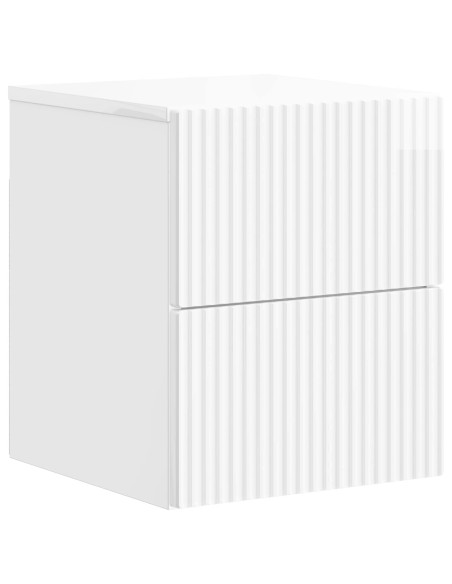 Mobiletto da notte a muro 2 pcs Bianco Lucido 33 x 34,5 x 40 cm