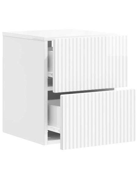 Mobiletto da notte a muro 2 pcs Bianco Lucido 33 x 34,5 x 40 cm