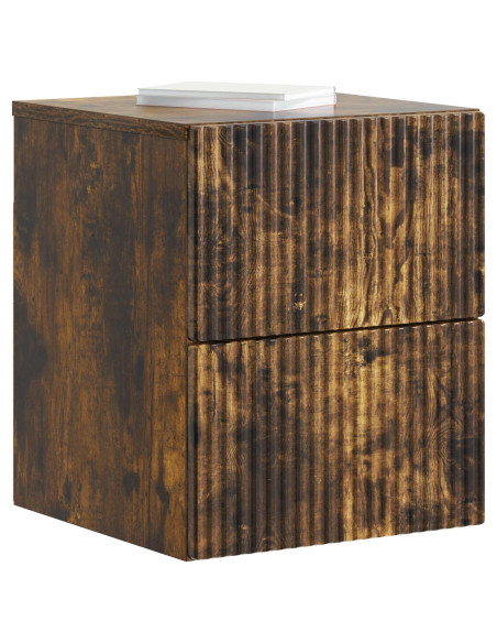 Mobiletto da notte a muro Rovere Fumo 33 x 34,5 x 40 cm