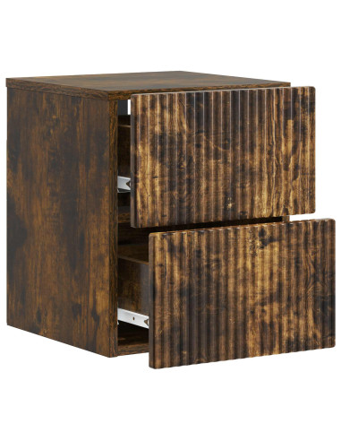 Mobiletto da notte a muro Rovere Fumo 33 x 34,5 x 40 cm