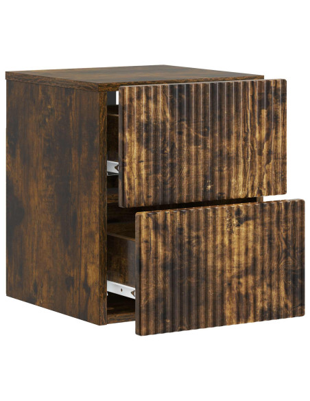 Mobiletto da notte a muro Rovere Fumo 33 x 34,5 x 40 cm