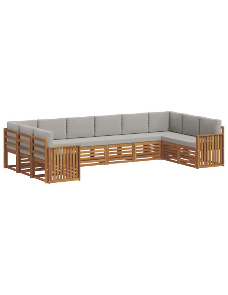 Set divani con cuscino 10 pcs Grigio Naturale e Chiaro