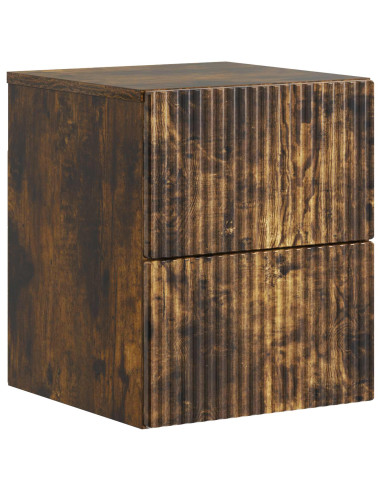 Mobiletto da notte a muro 2 pcs Rovere Fumo 33 x 34,5 x 40 cm