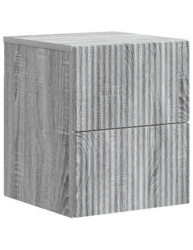 Mobiletto da notte a muro 2 pcs Grigio Sonoma 33 x 34,5 x 40 cm
