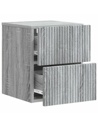 Mobiletto da notte a muro 2 pcs Grigio Sonoma 33 x 34,5 x 40 cm