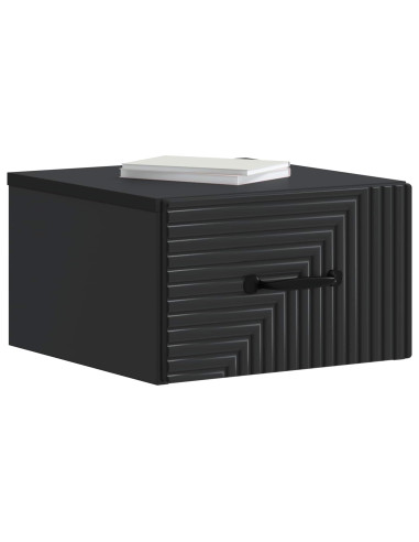 Mobiletto da notte a muro con cassetto Nero 34,5 x 33 x 20 cm