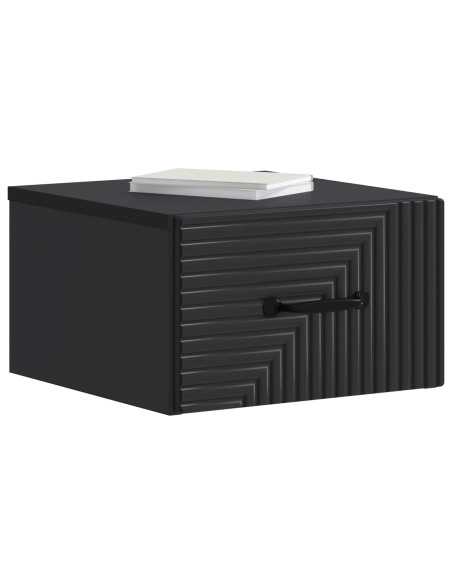 Mobiletto da notte a muro con cassetto Nero 34,5 x 33 x 20 cm
