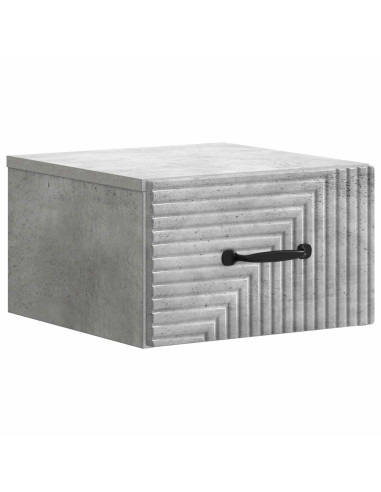 Mobiletto da notte a muro con cassetto 2 pcs Grigio Cemento