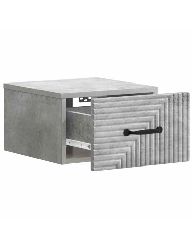 Mobiletto da notte a muro con cassetto 2 pcs Grigio Cemento