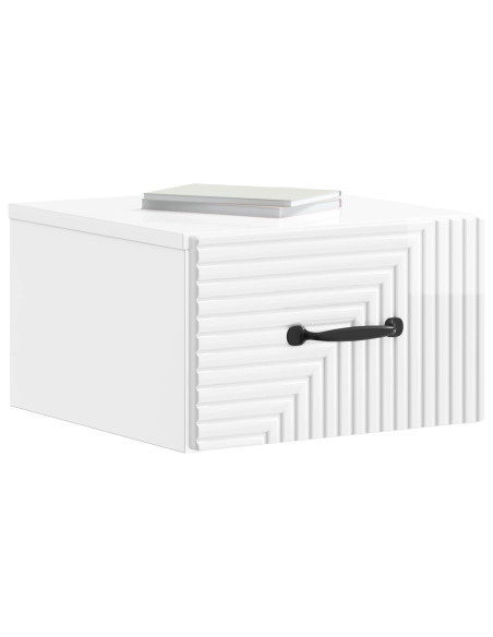 Mobiletto da notte a muro Bianco Lucido 34,5 x 33 x 20 cm