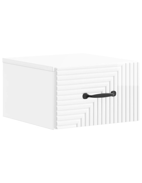 Mobiletto da notte a muro 2 pcs Bianco Lucido 34,5 x 33 x 20 cm
