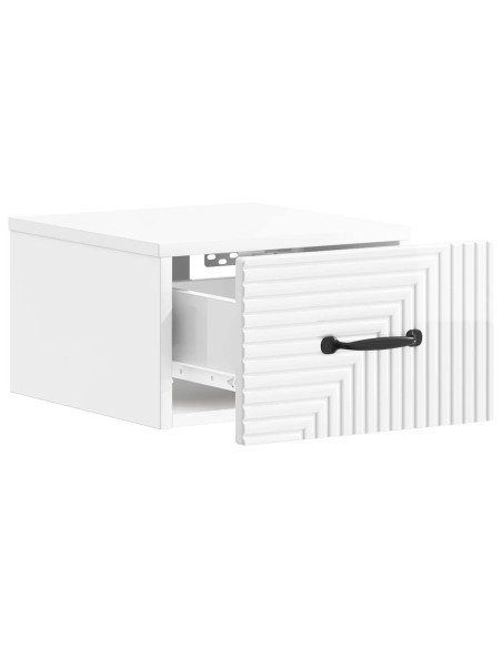Mobiletto da notte a muro 2 pcs Bianco Lucido 34,5 x 33 x 20 cm
