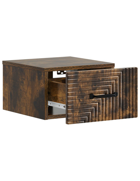 Mobiletto da notte a muro Rovere Fumo 34,5 x 33 x 20 cm