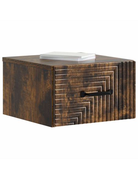 Mobiletto da notte a muro 2 pcs Rovere Fumo 34,5 x 33 x 20 cm