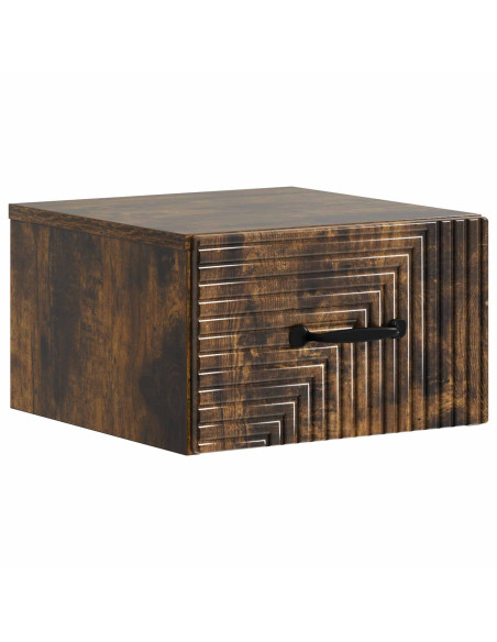Mobiletto da notte a muro 2 pcs Rovere Fumo 34,5 x 33 x 20 cm