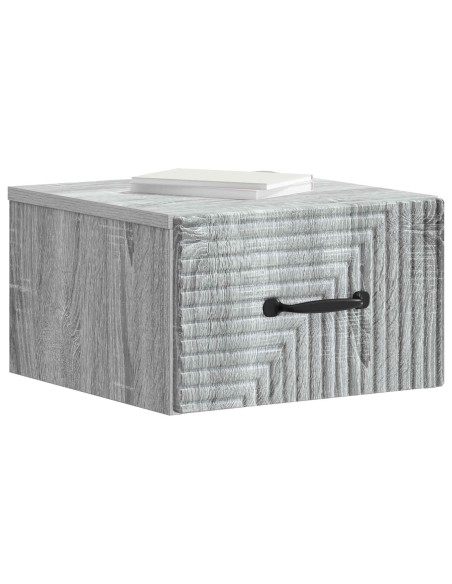 Mobiletto da notte a muro Grigio Sonoma 34,5 x 33 x 20 cm