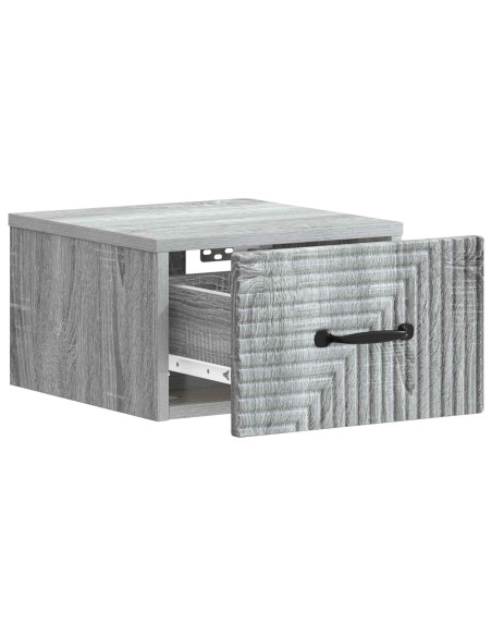 Mobiletto da notte a muro Grigio Sonoma 34,5 x 33 x 20 cm