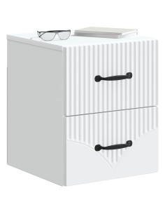 Mobiletto da notte a muro 2 pcs Bianco 34,5 x 33 x 40 cm 2