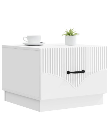 Tavolino da salotto con cassetto Bianco Lucido 49 x 50 x 37 cm
