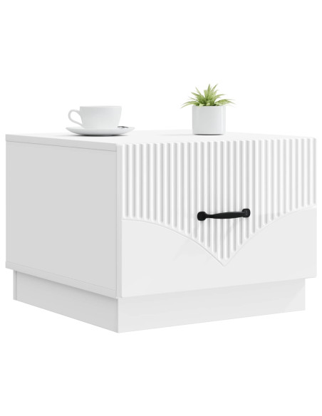 Tavolino da salotto con cassetto Bianco Lucido 49 x 50 x 37 cm