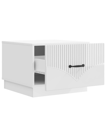 Tavolino da salotto con cassetto Bianco Lucido 49 x 50 x 37 cm
