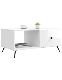 Tavolino da salotto Bianco Lucido 90 x 50 x 40 cm 2