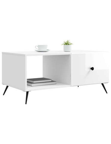 Tavolino da salotto Bianco Lucido 90 x 50 x 40 cm