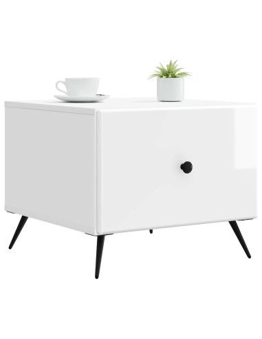 Tavolino da salotto con cassetto Bianco Lucido 49 x 50 x 40 cm