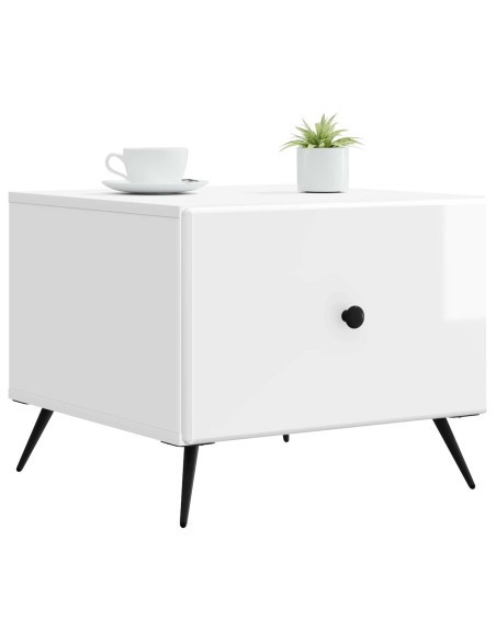 Tavolino da salotto con cassetto Bianco Lucido 49 x 50 x 40 cm
