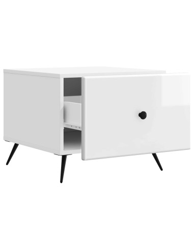 Tavolino da salotto con cassetto Bianco Lucido 49 x 50 x 40 cm