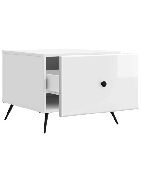 Tavolino da salotto con cassetto Bianco Lucido 49 x 50 x 40 cm
