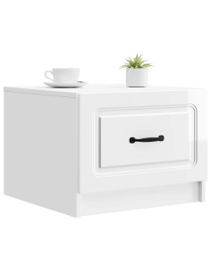 Tavolino da salotto con cassetto Bianco Lucido 49 x 50 x 37 cm 2