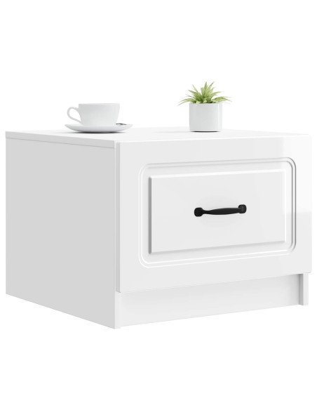 Tavolino da salotto con cassetto Bianco Lucido 49 x 50 x 37 cm