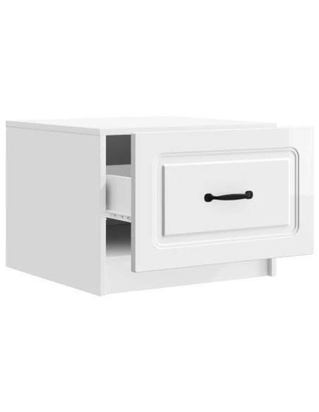 Tavolino da salotto con cassetto Bianco Lucido 49 x 50 x 37 cm