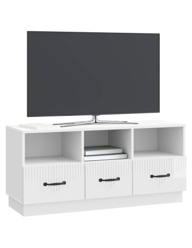 Mobile TV Bianco Lucido 102 x 34,5 x 47 cm Legno ingegnerizzato