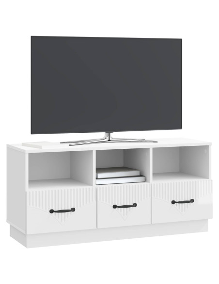 Mobile TV Bianco Lucido 102 x 34,5 x 47 cm Legno ingegnerizzato