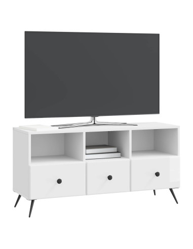 Mobile TV Bianco Lucido 102 x 34,5 x 50 cm Legno ingegnerizzato