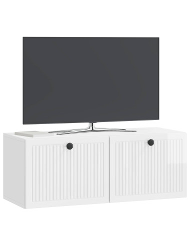Mobile Porta TV da Muro Bianco Lucido 78,5 x 31 x 30 cm